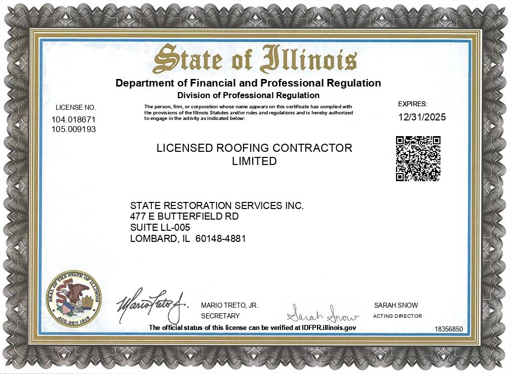 State Restoration Services Roofing License